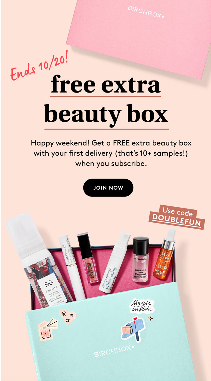Birchbox Coupon – FREE Extra Birchbox With Subscription