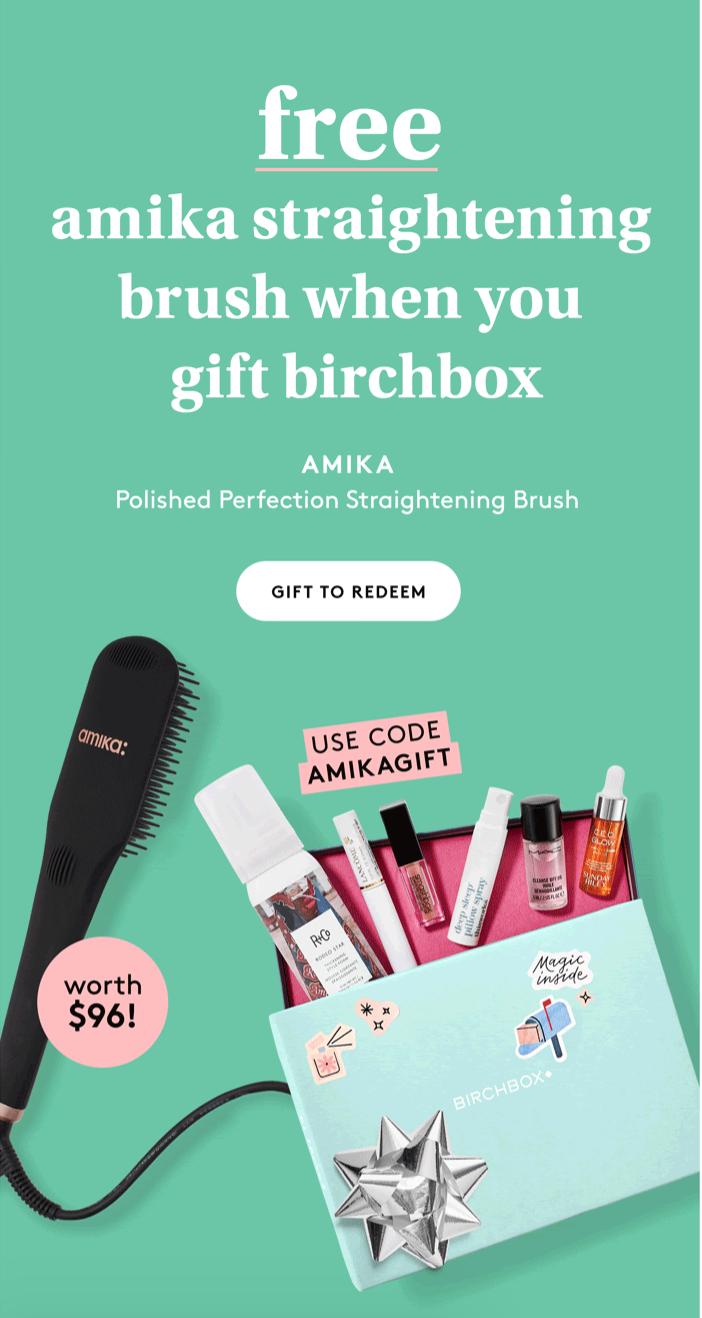 Birchbox Coupon – FREE Amika Straightening Brush with Annual Gift Subscription!