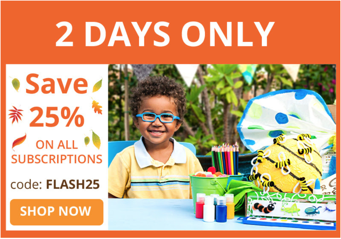 Green Kid Crafts Sale – 25% Off Any Length Subscription!