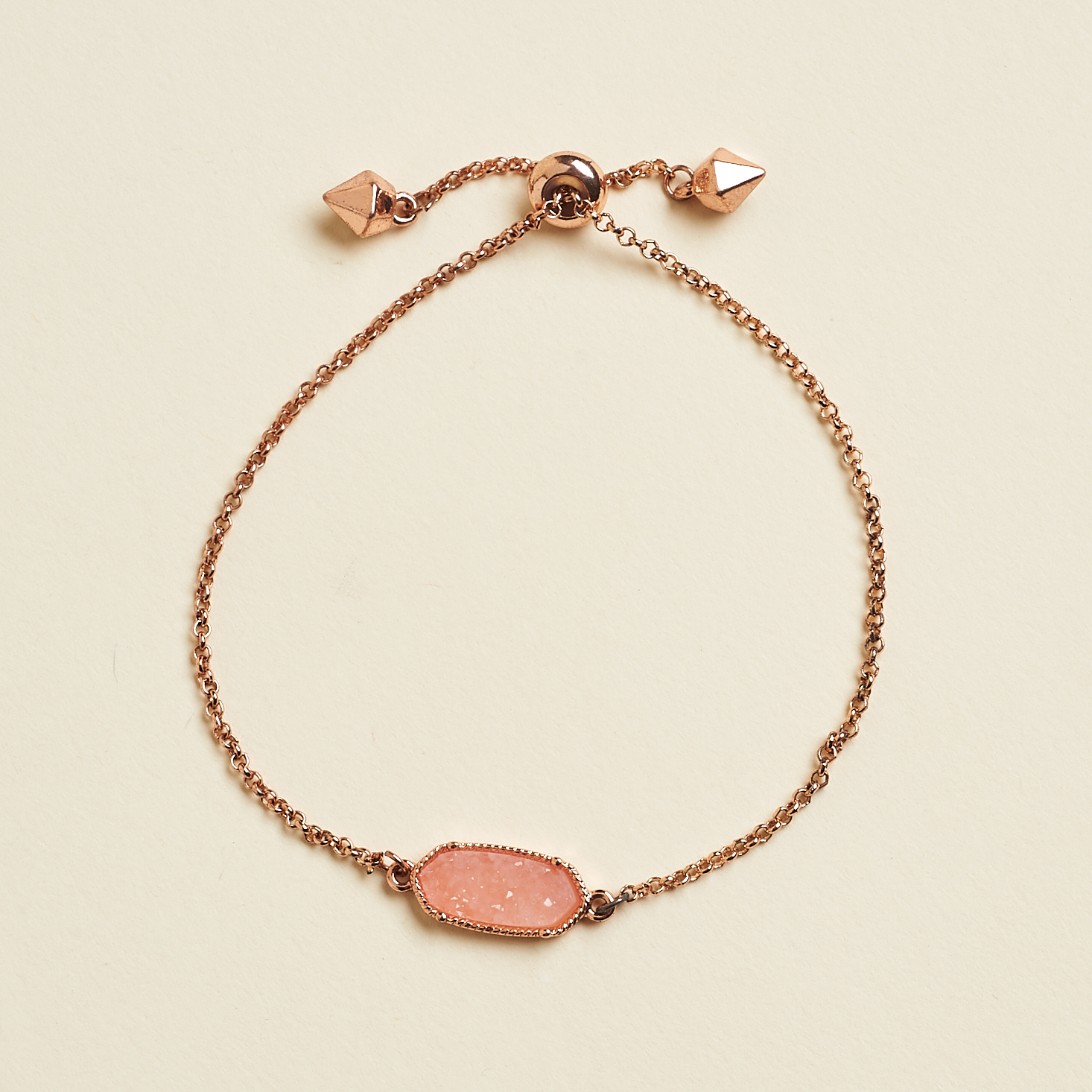 Indigo Authority Mila Peach Quartz Adjustable Chain Bracelet