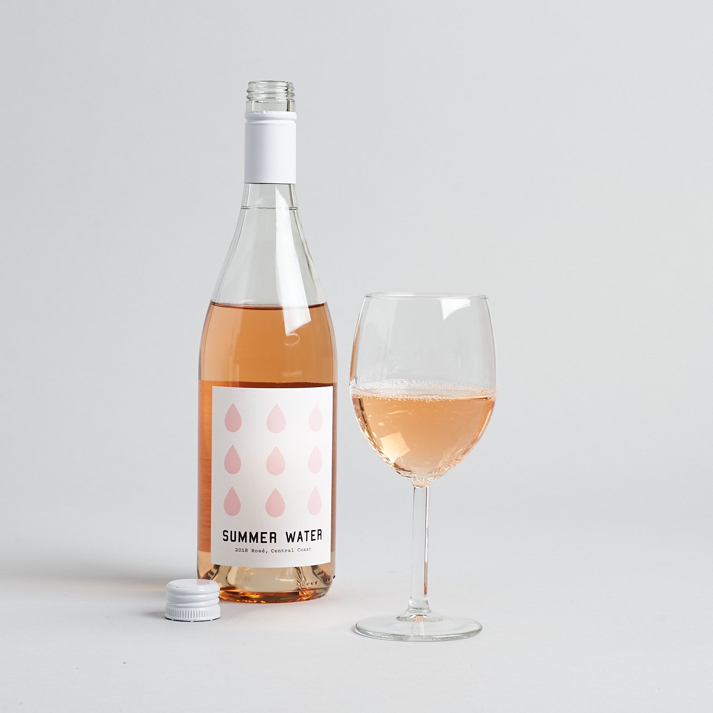 Winc September 2019 - 2018 Summer Water Rosé bottle and glass