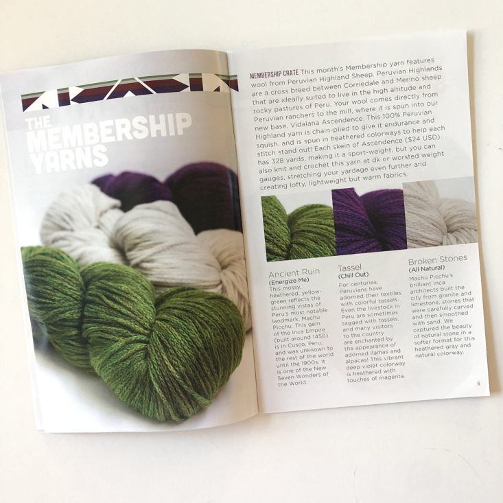 KnitCrate October 2019 booklet yarns