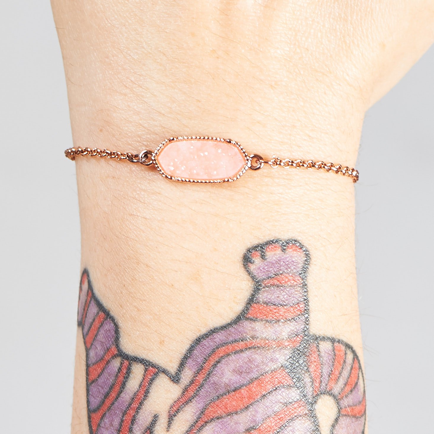 Indigo Authority Mila Peach Quartz Adjustable Chain Bracelet on Marne