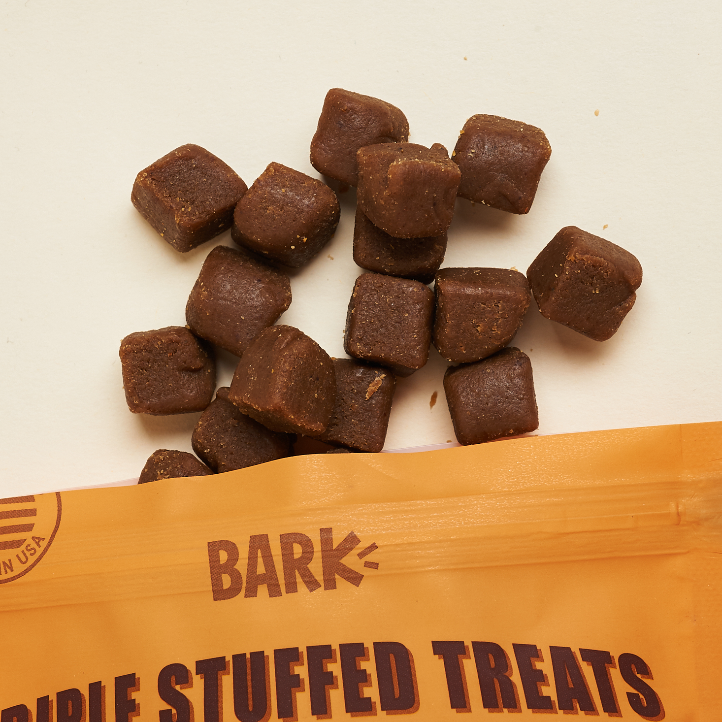 dark brown square shaped treats