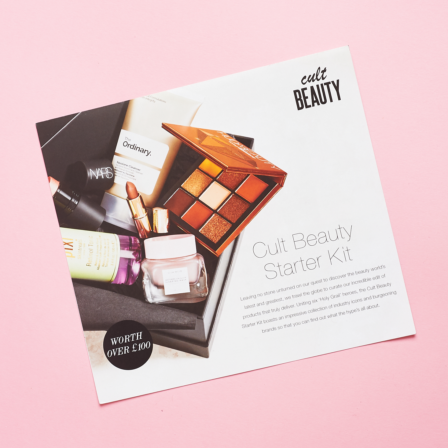 OPened Cult Beauty Starter Kit Info booklet