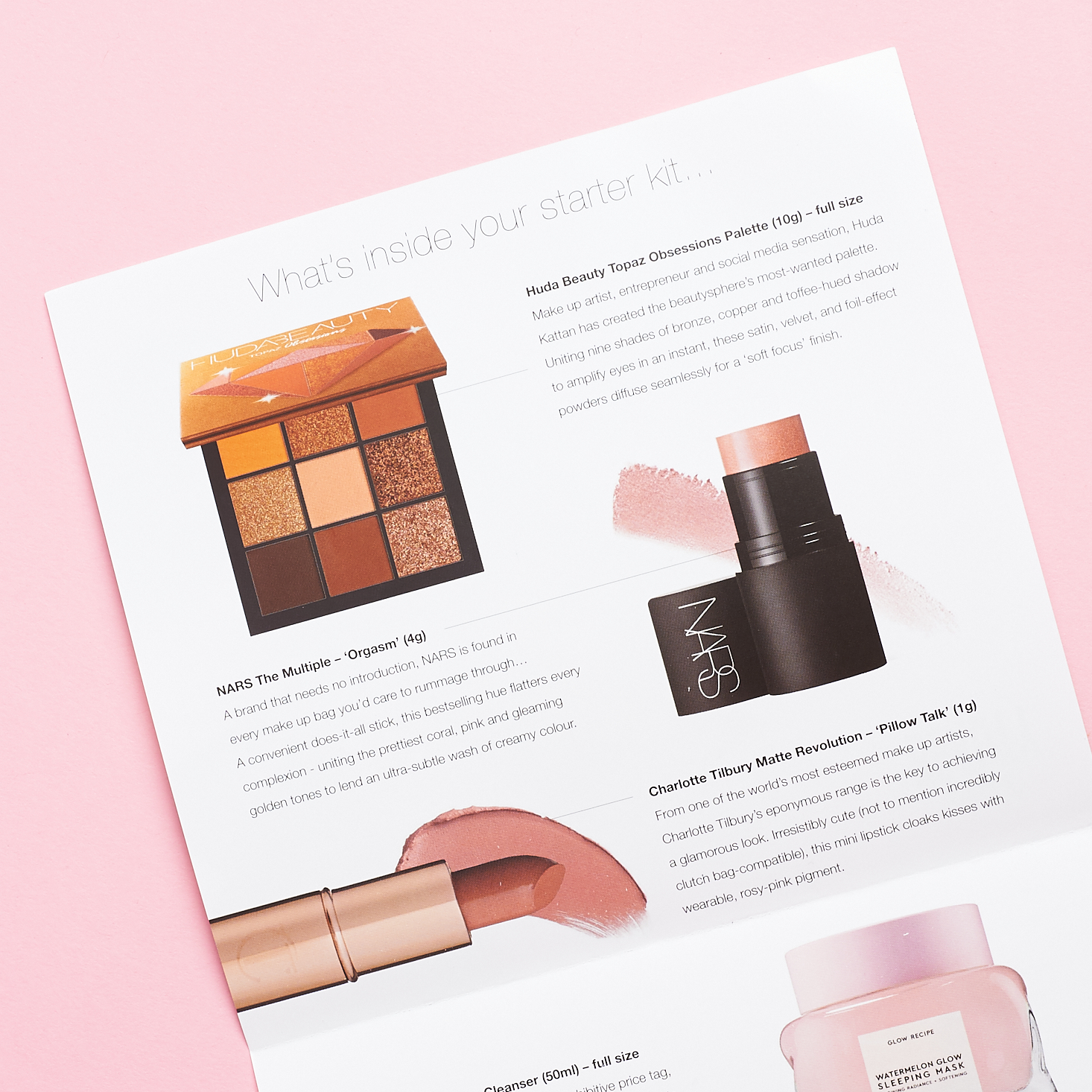 inside OPened Cult Beauty Starter Kit info booklet