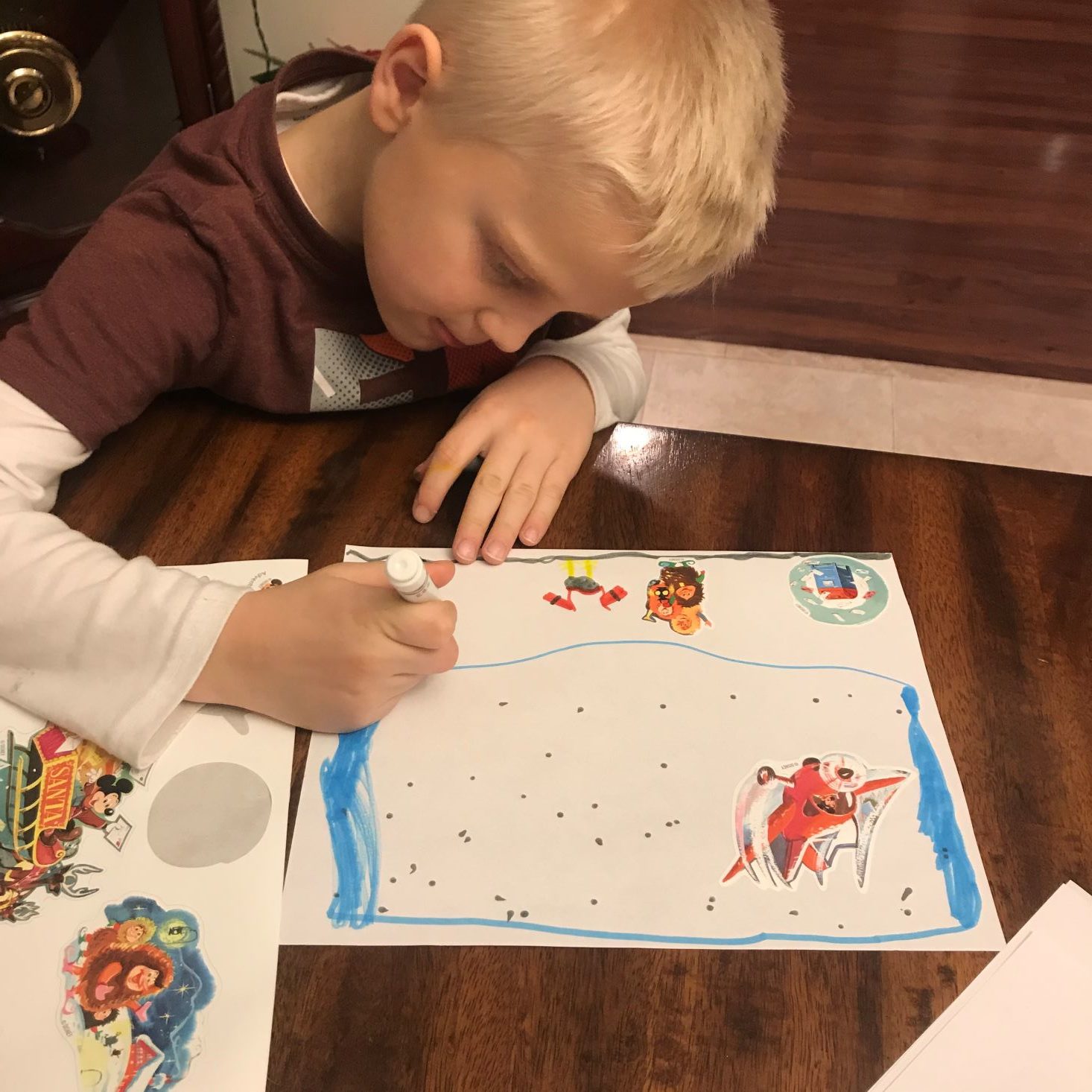 Disney Bedtime Box November 2019 Hank working on his sticker picture