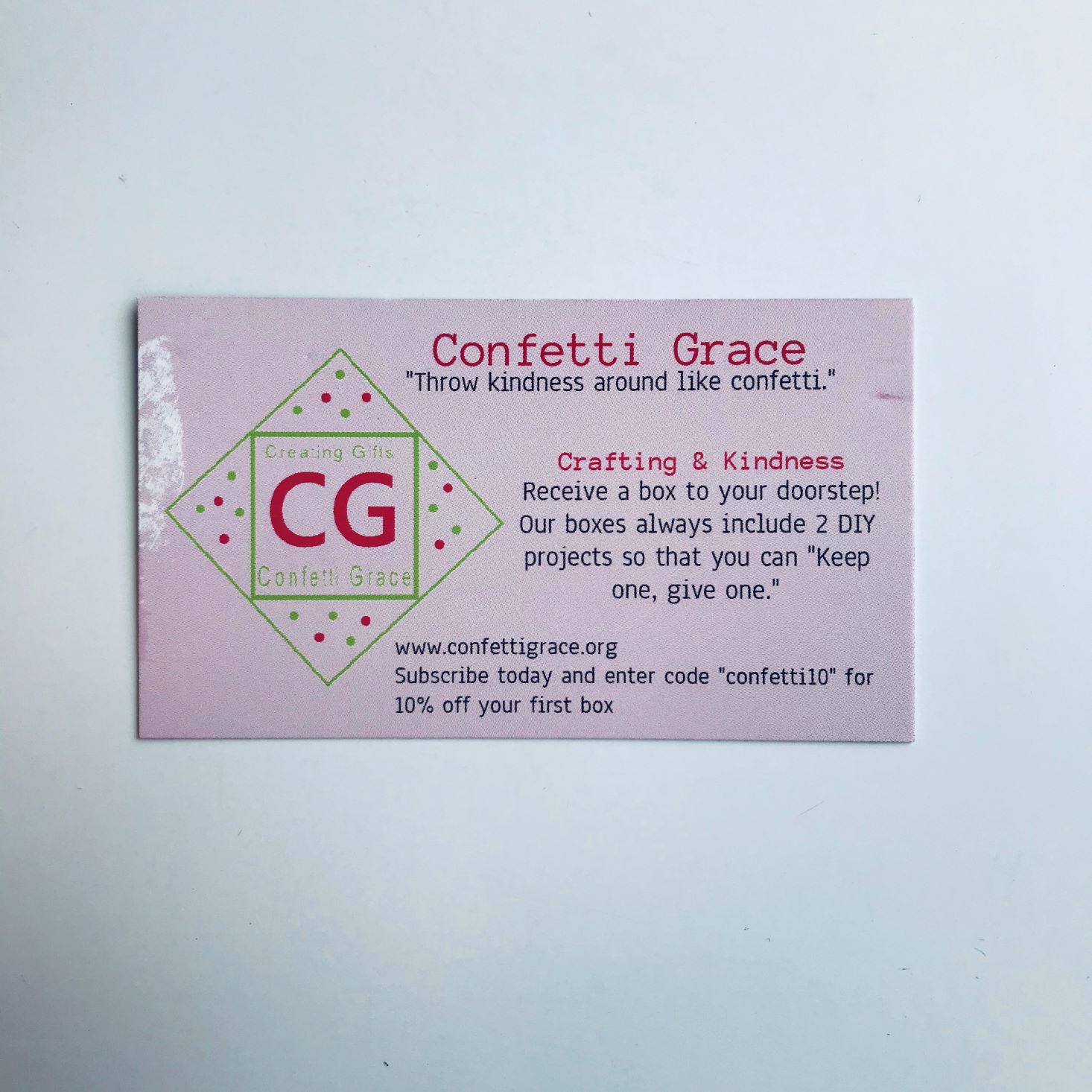 Confetti Grace Nov/Dec 2019 card