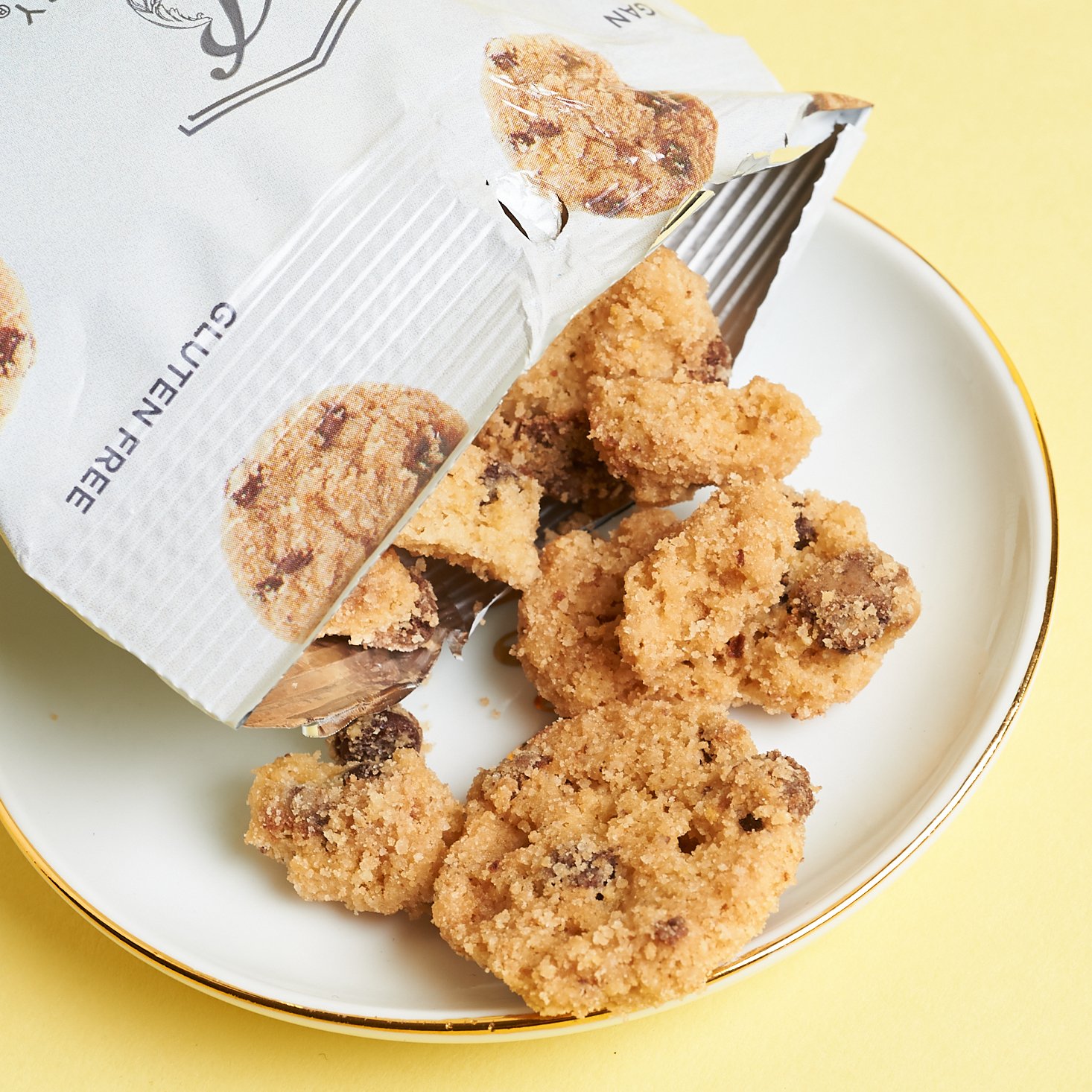 opened Bakeology Chocolate Chip Crunchy Cookie Bites on a plate