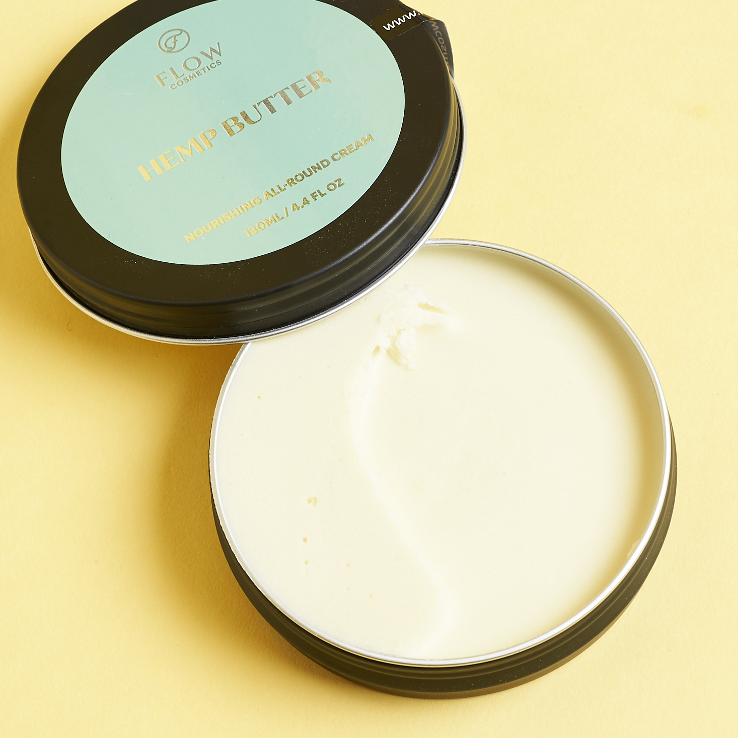 Flow Cosmetics Hemp Butter with lid off