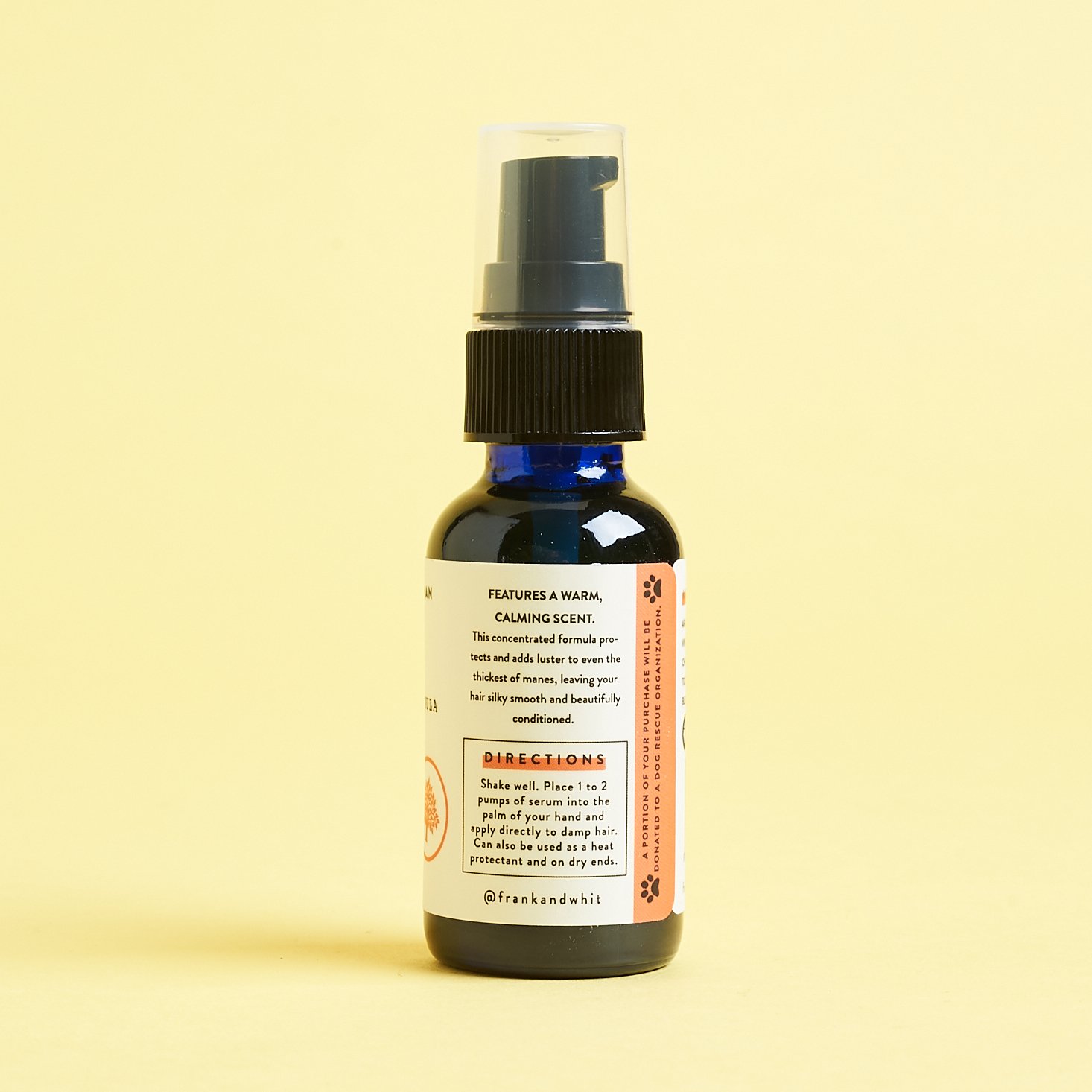 back of Frank & Whitman Mount Airy Hair Serum