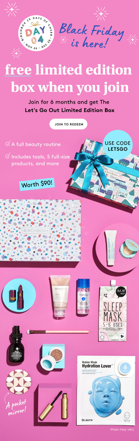 Birchbox Coupon – Free Limited Edition Let’s Go Out Box With Subscription
