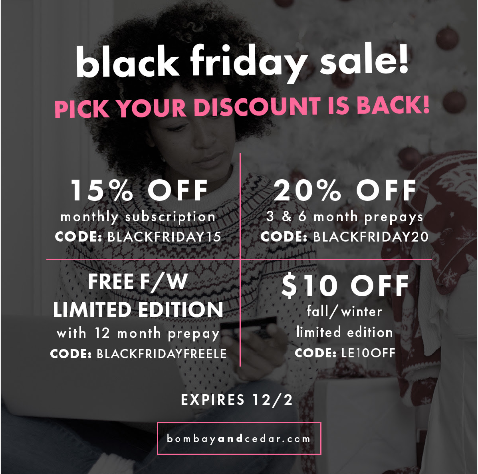 Bombay & Cedar Black Friday 2019 Deals – Up To 20% Off Subscriptions Or Free Limited Edition Box!