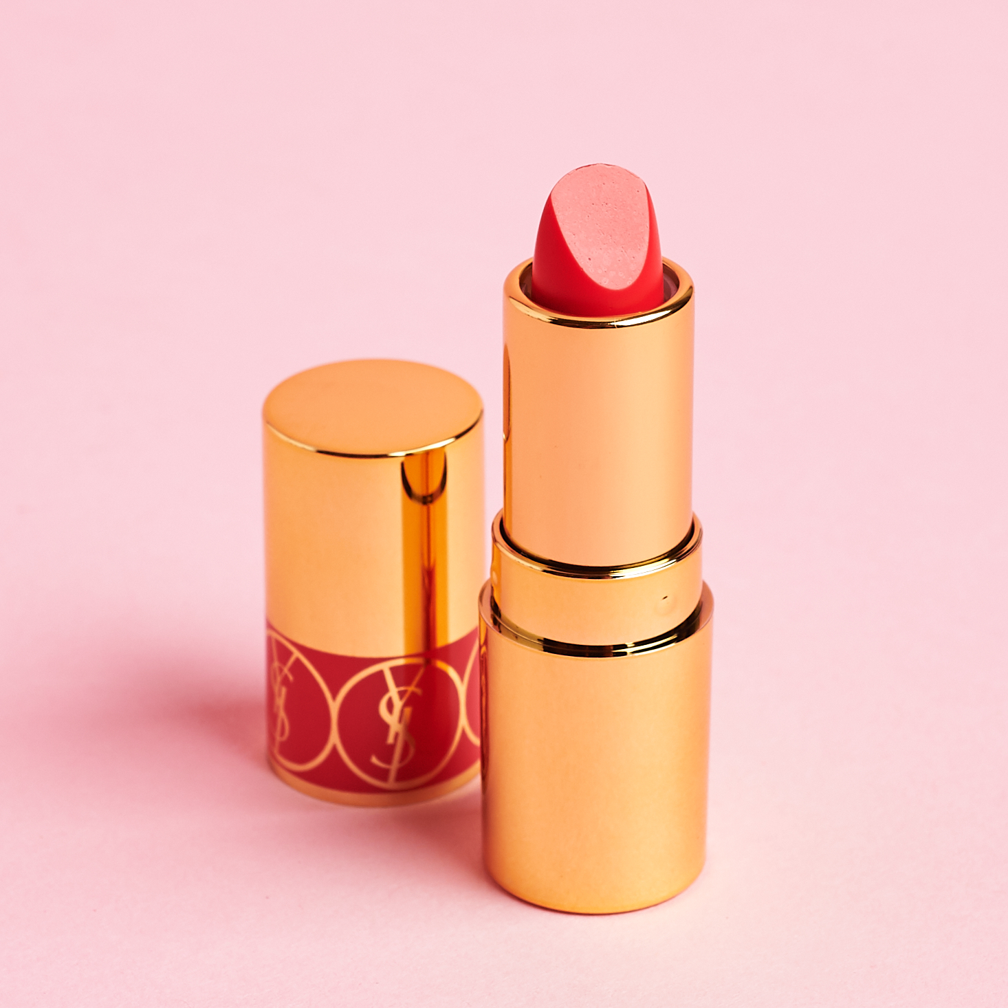ves Saint Laurent Rouge Volupté Shine Oil-In-Stick Lipstick with lid off