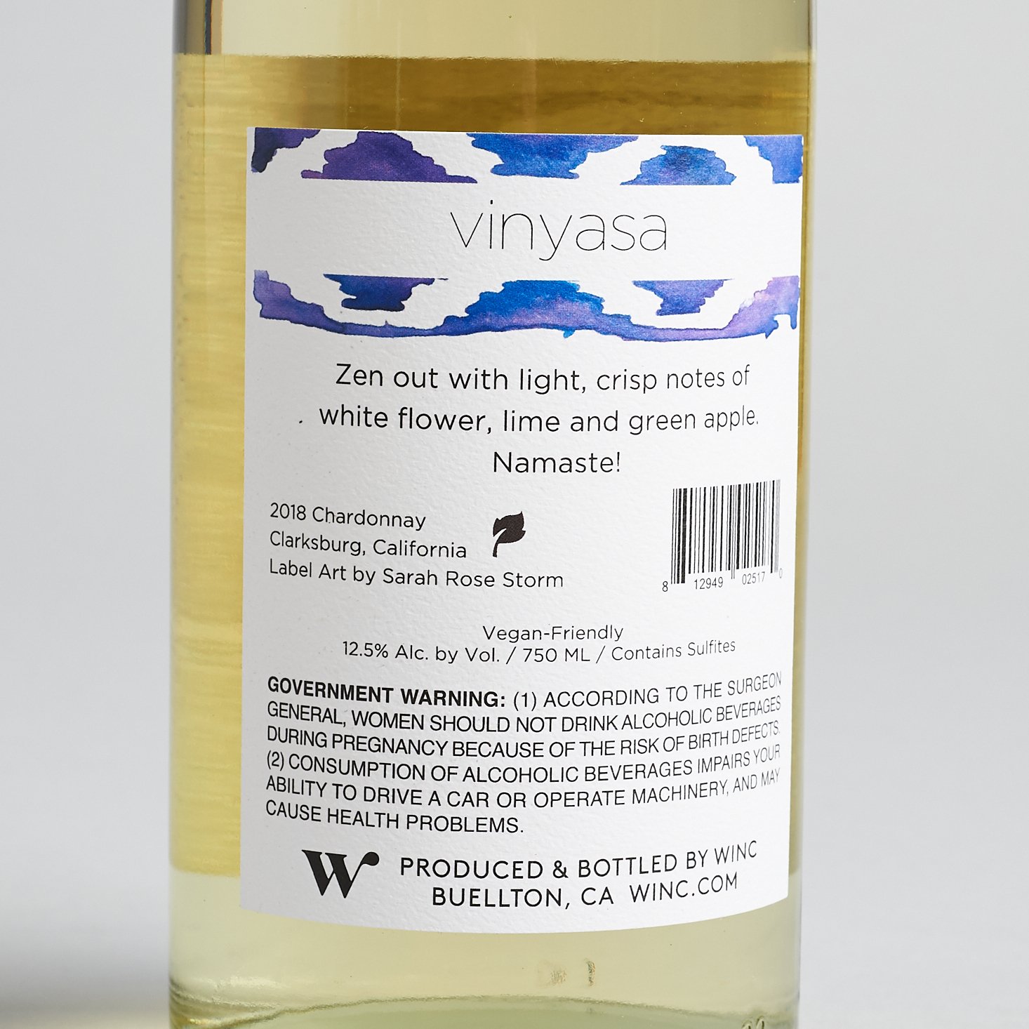 vinyasa chardonnay back label