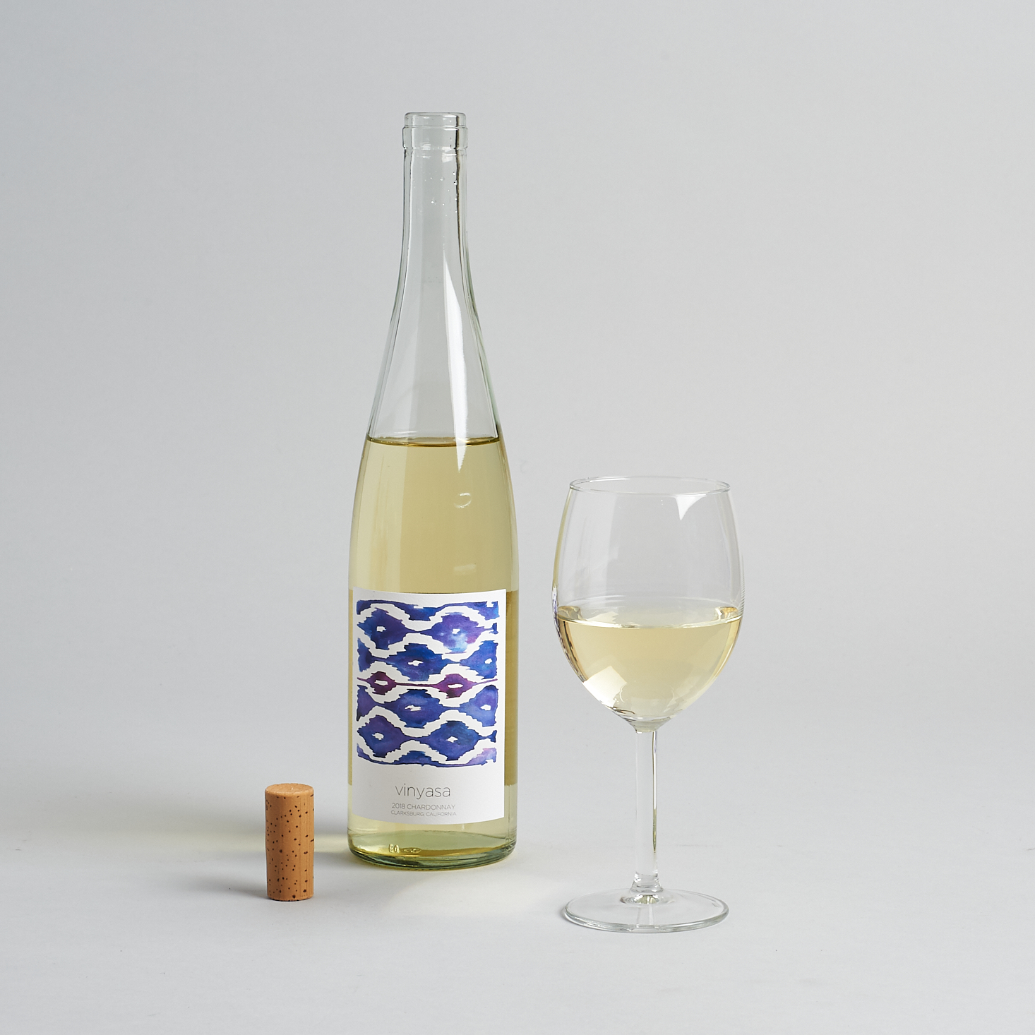 vinyasa chardonnay bottle and glass