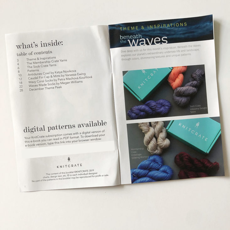 KnitCrate Review November 2019 booklet 2