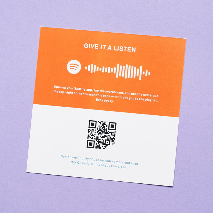 back of info card with link to spotify playlist