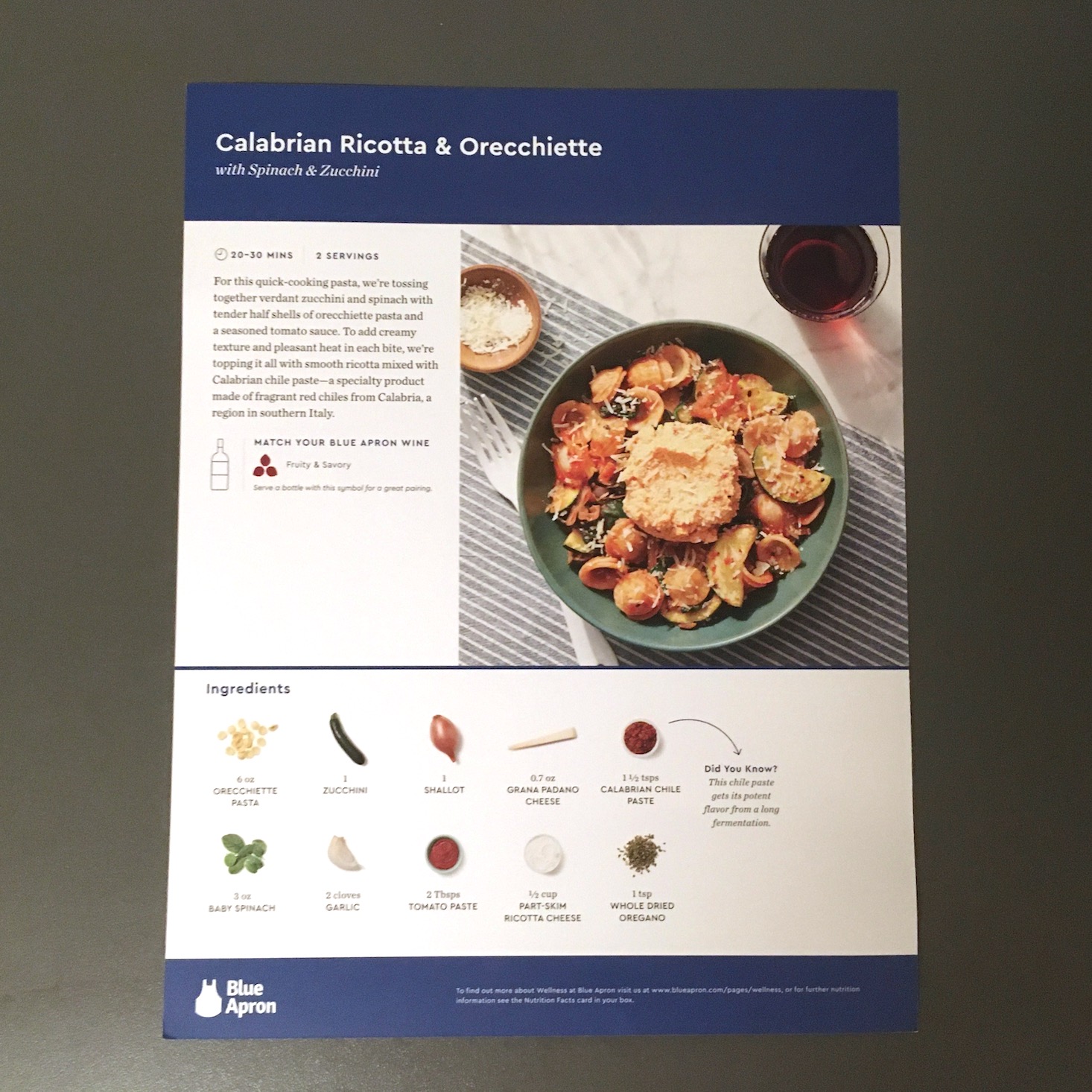 calabrian orecchiette recipe card front