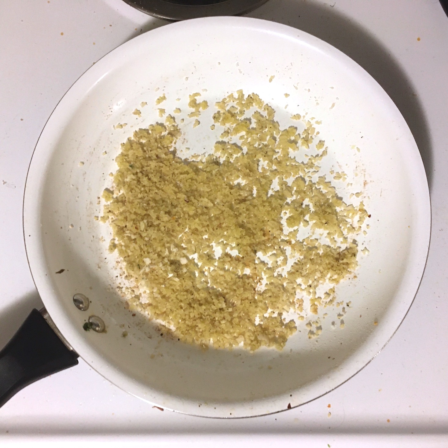 breadcrumbs toasting in pan