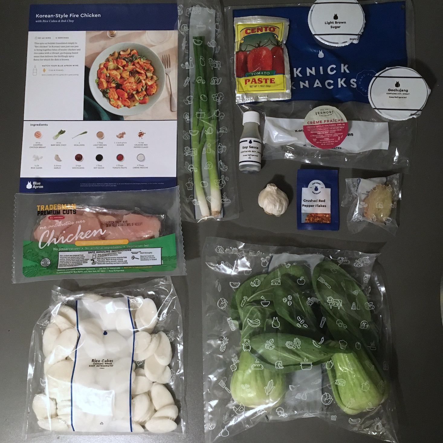 korean chicken ingredients laydown