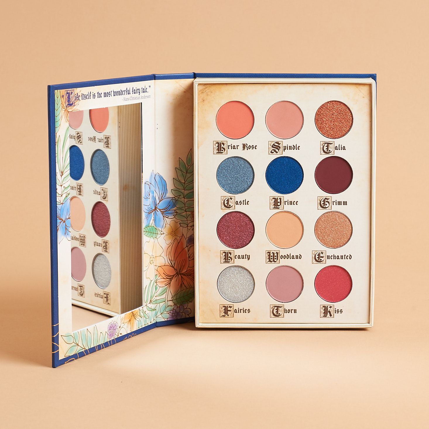open book palette with 12 eyeshadows inside