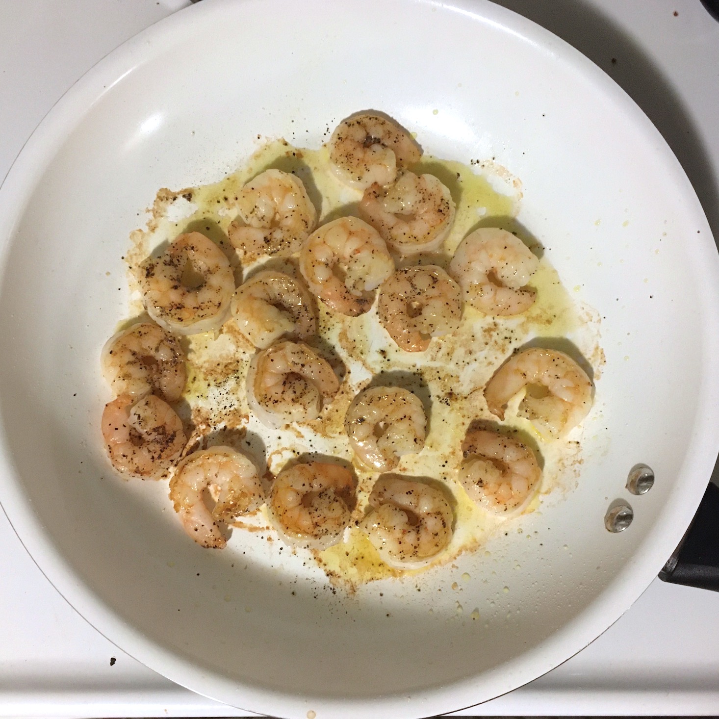 shrimp cooking in pan