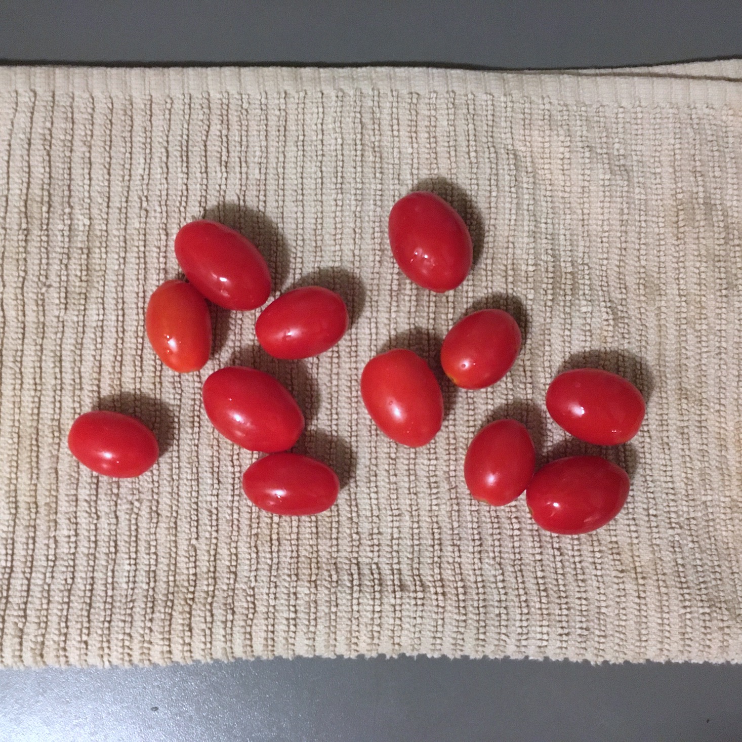 tomatoes drying on towel