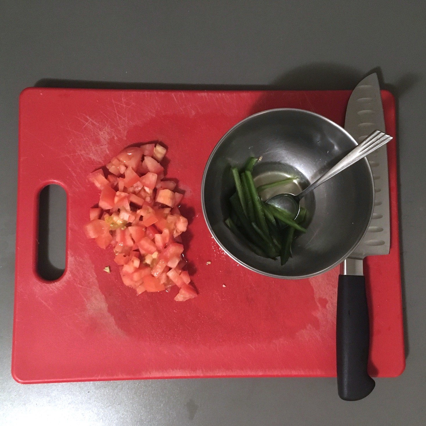 steak tacos prep work on cutting board