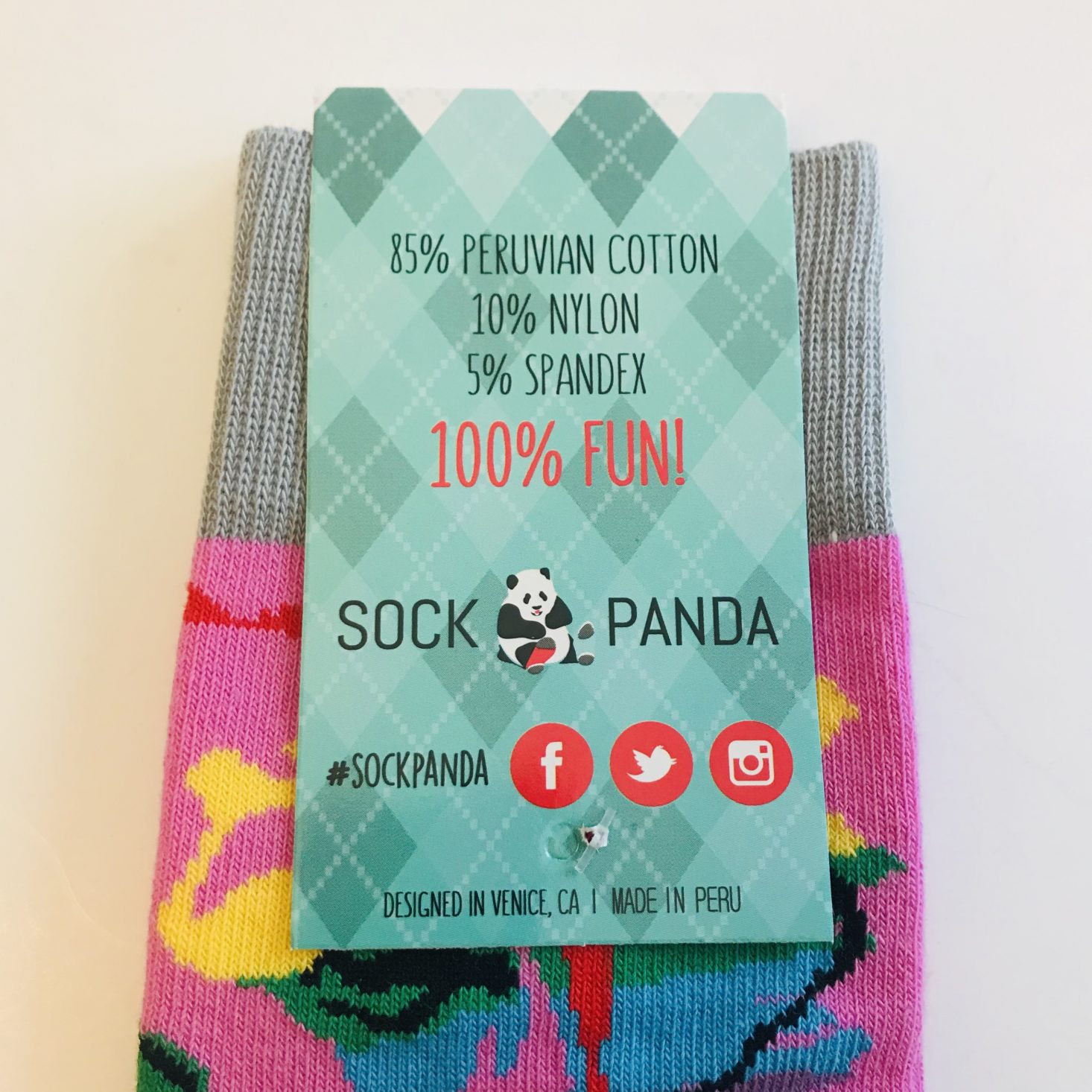 Sock Panda Women December 2019 back of tag dog face sock