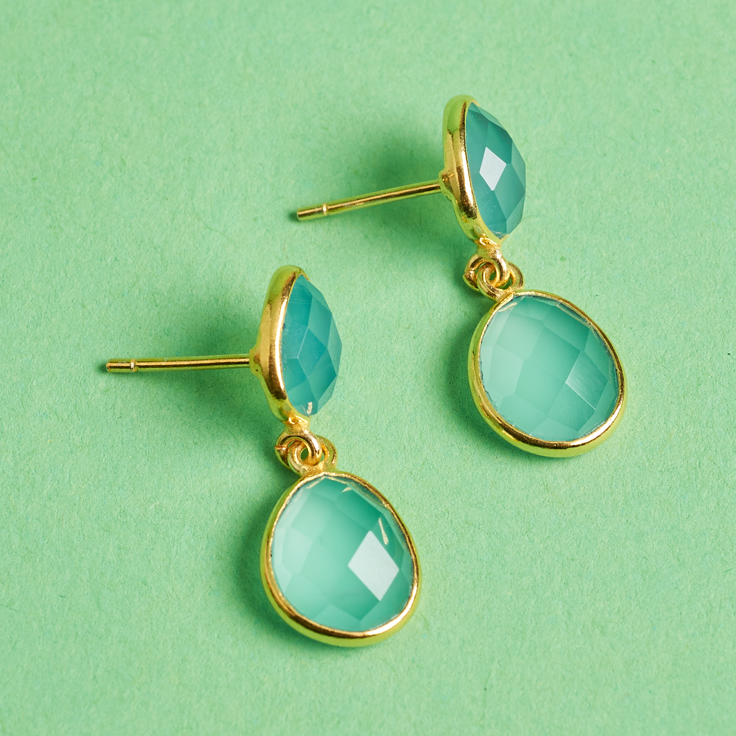 gold and aqua earrings