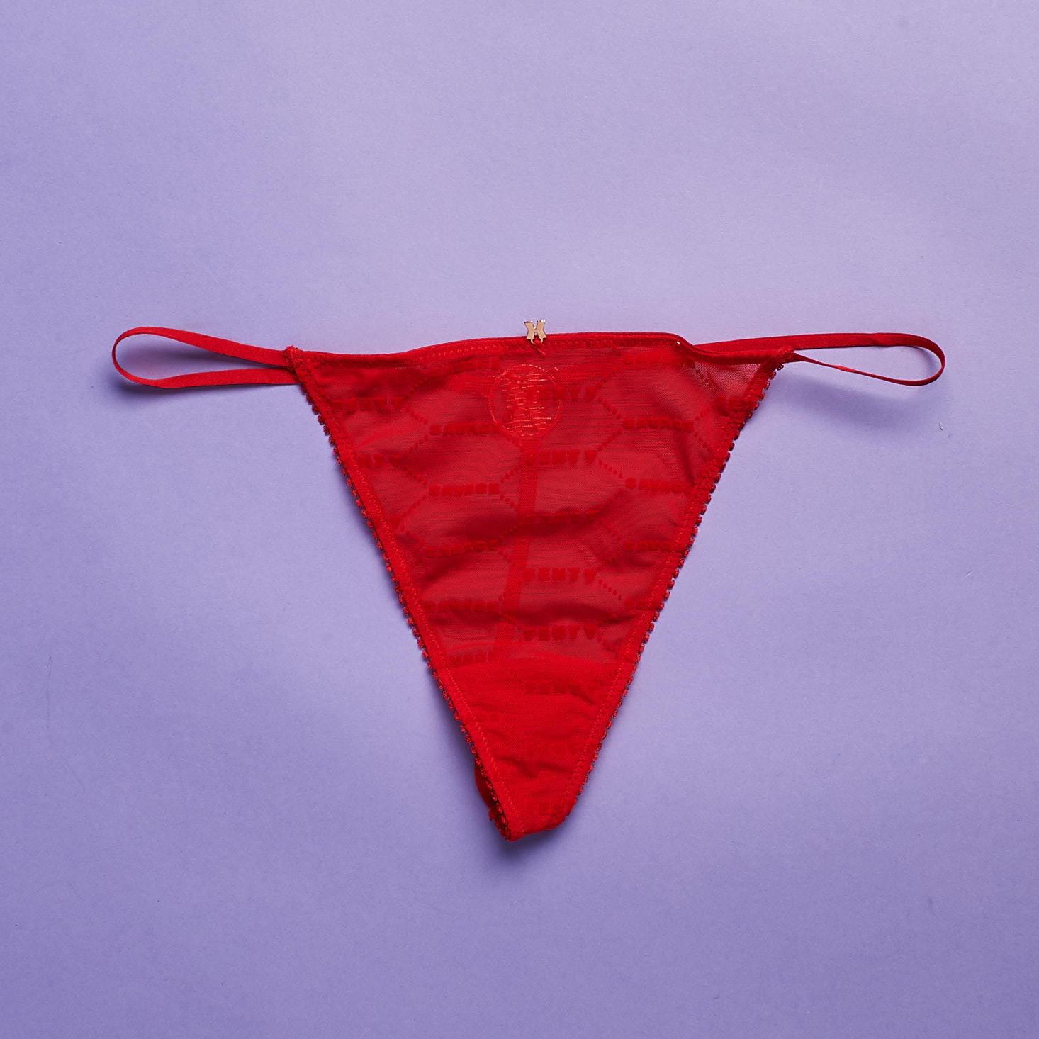 Flocked Logo G-String in Goji Berry Red