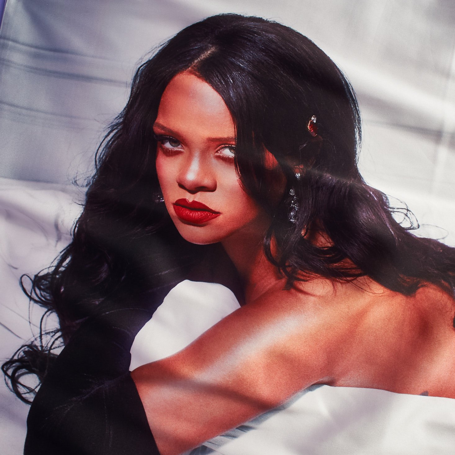close up of Rihanna image on Savage X Fenty Collectible Pillowcase