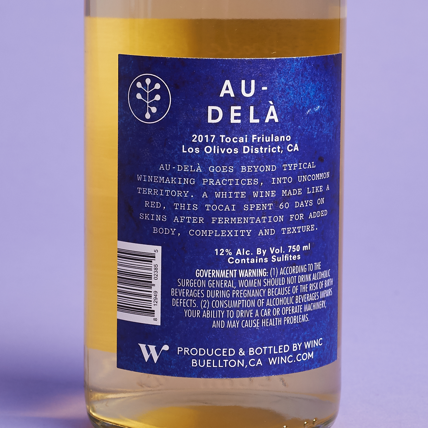 Au-Delà Semillon back label