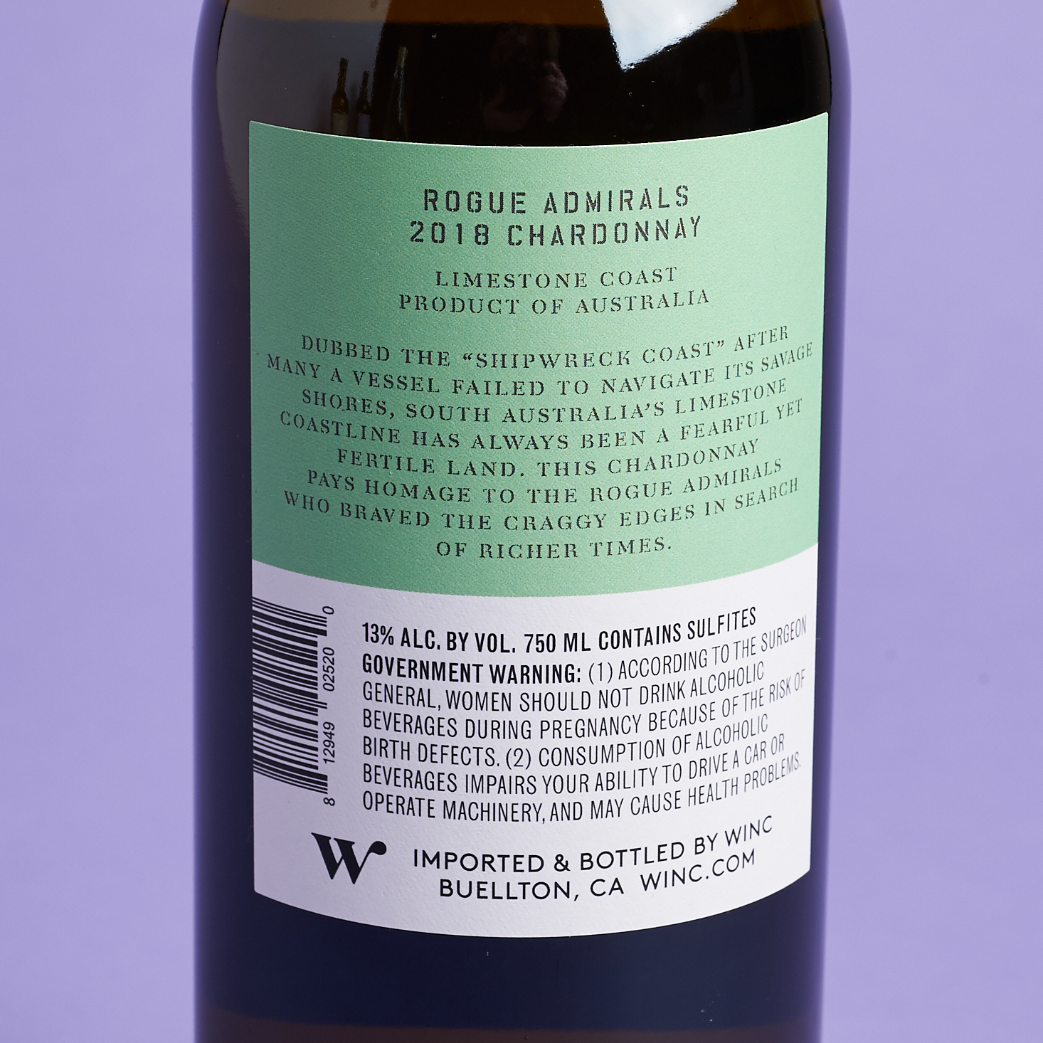 Rogue Admirals Chardonnay back label