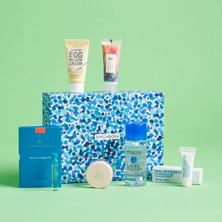 birchbox with products surrounding it