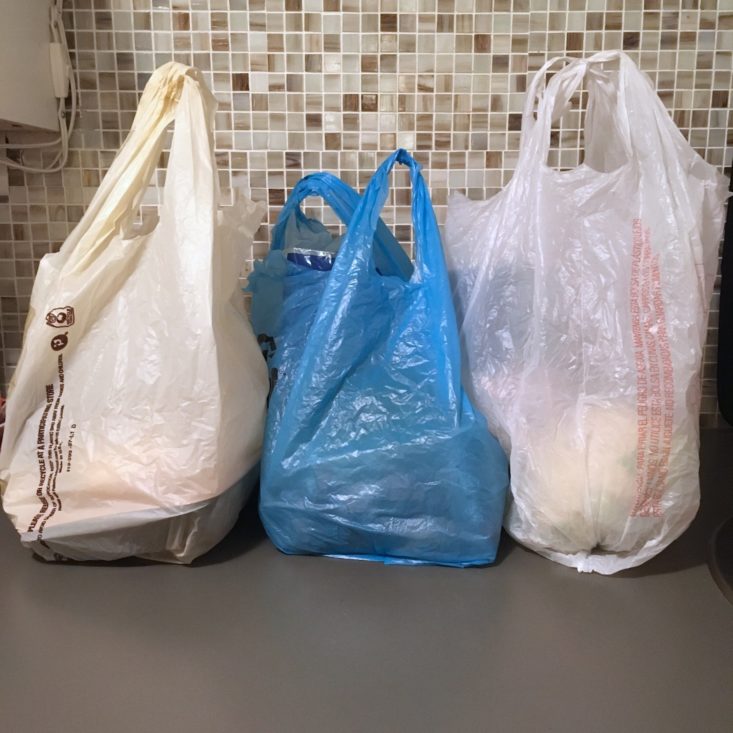 meal ingredients divided into plastic bags