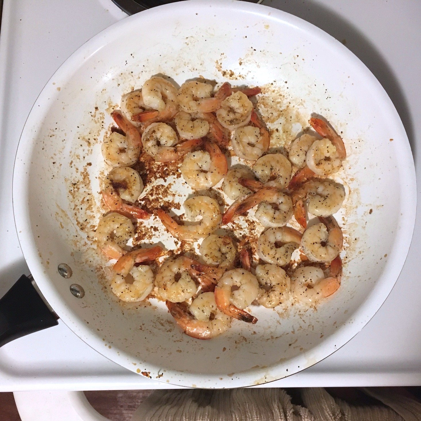 miso butter shrimp sauteed in pan