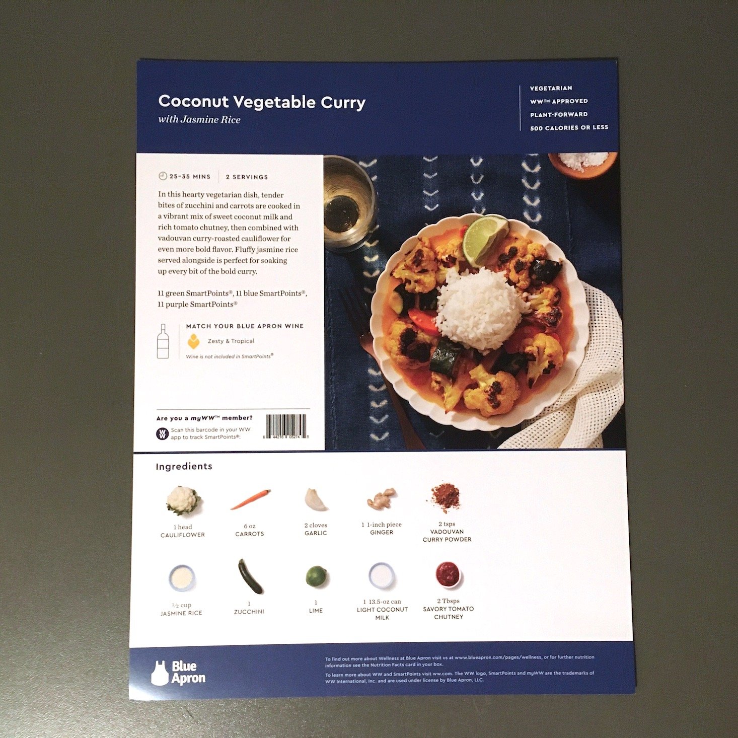 vegetable curry recipe card front