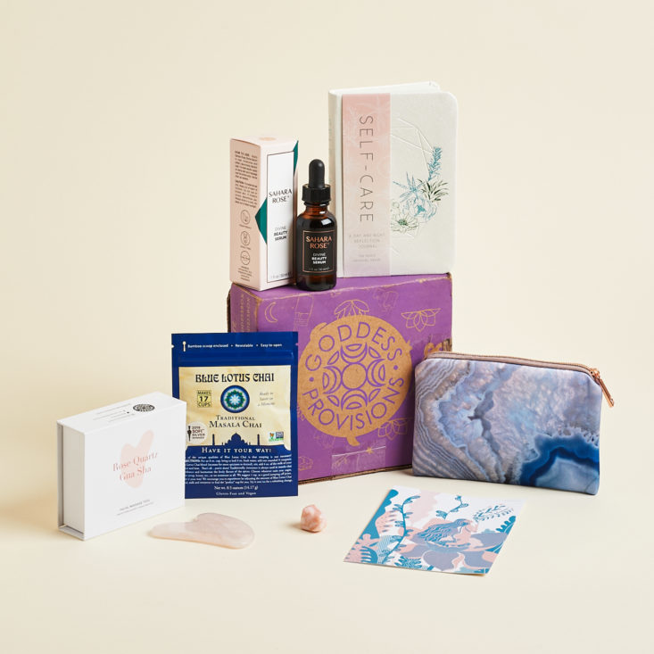 Goddess Provisions self-care themed items.