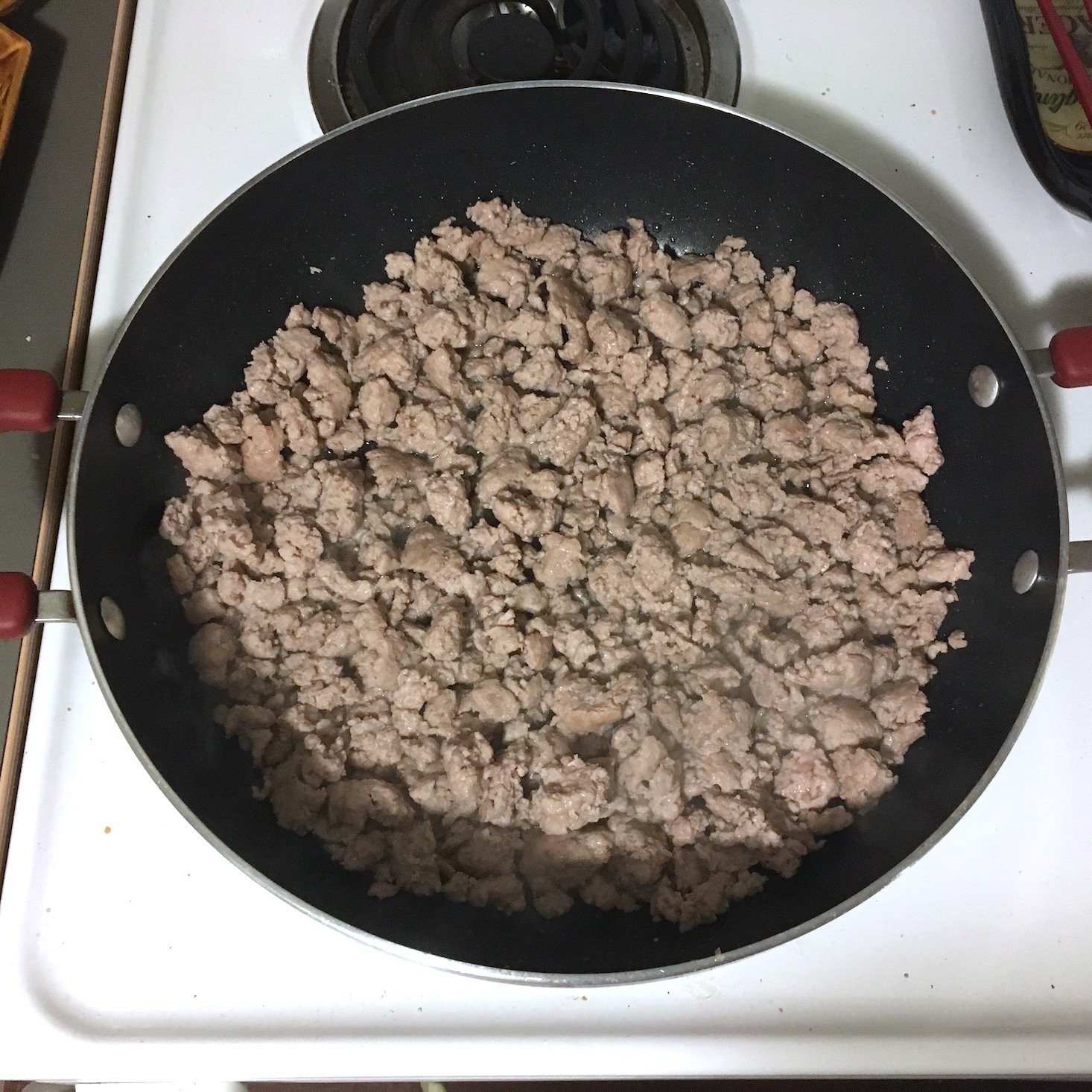 korean pork noodles pork cooking in pan