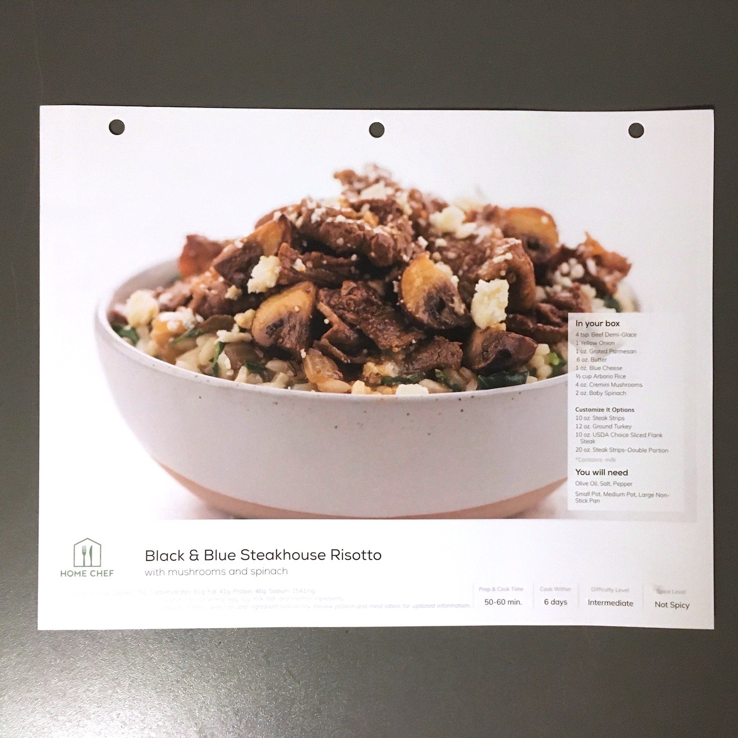 steak risotto recipe card front