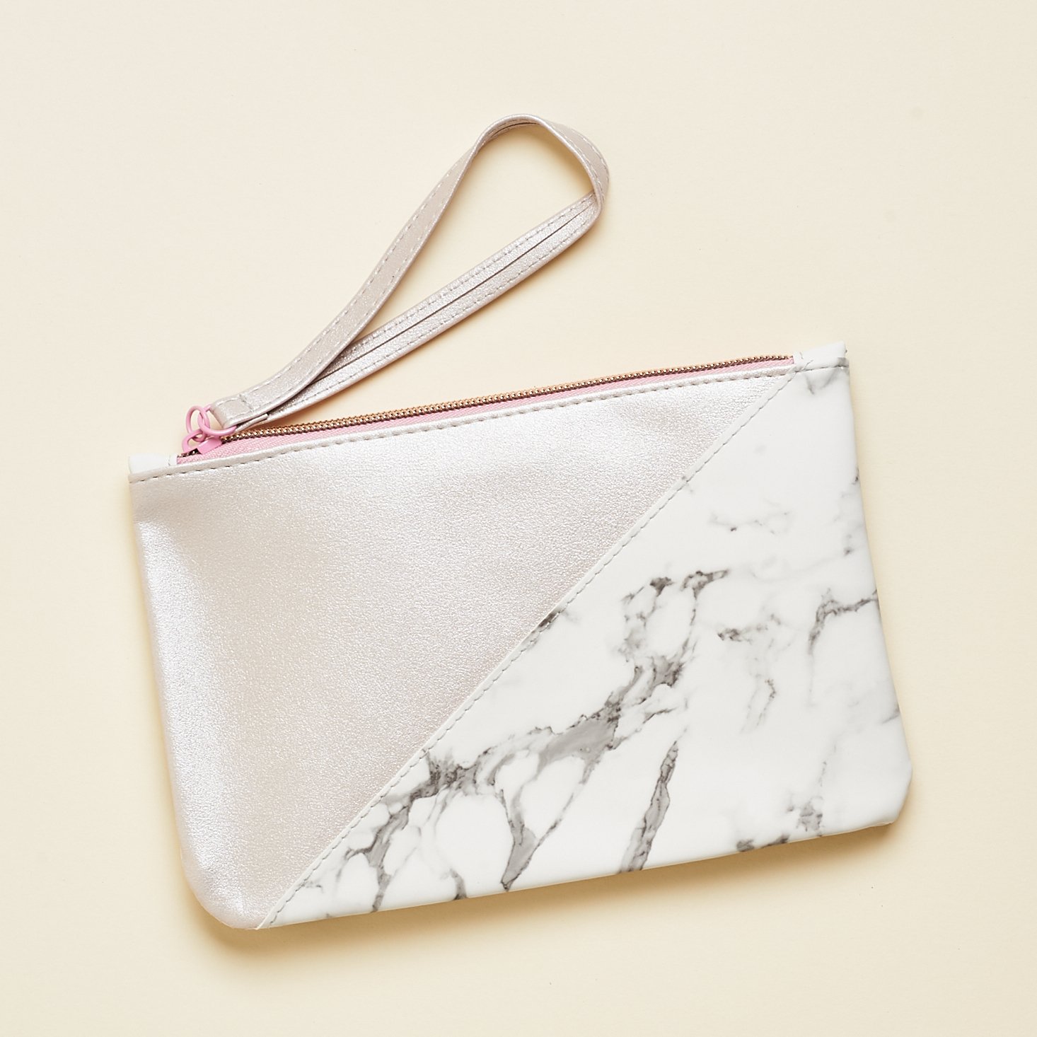 marble and silver wristlet