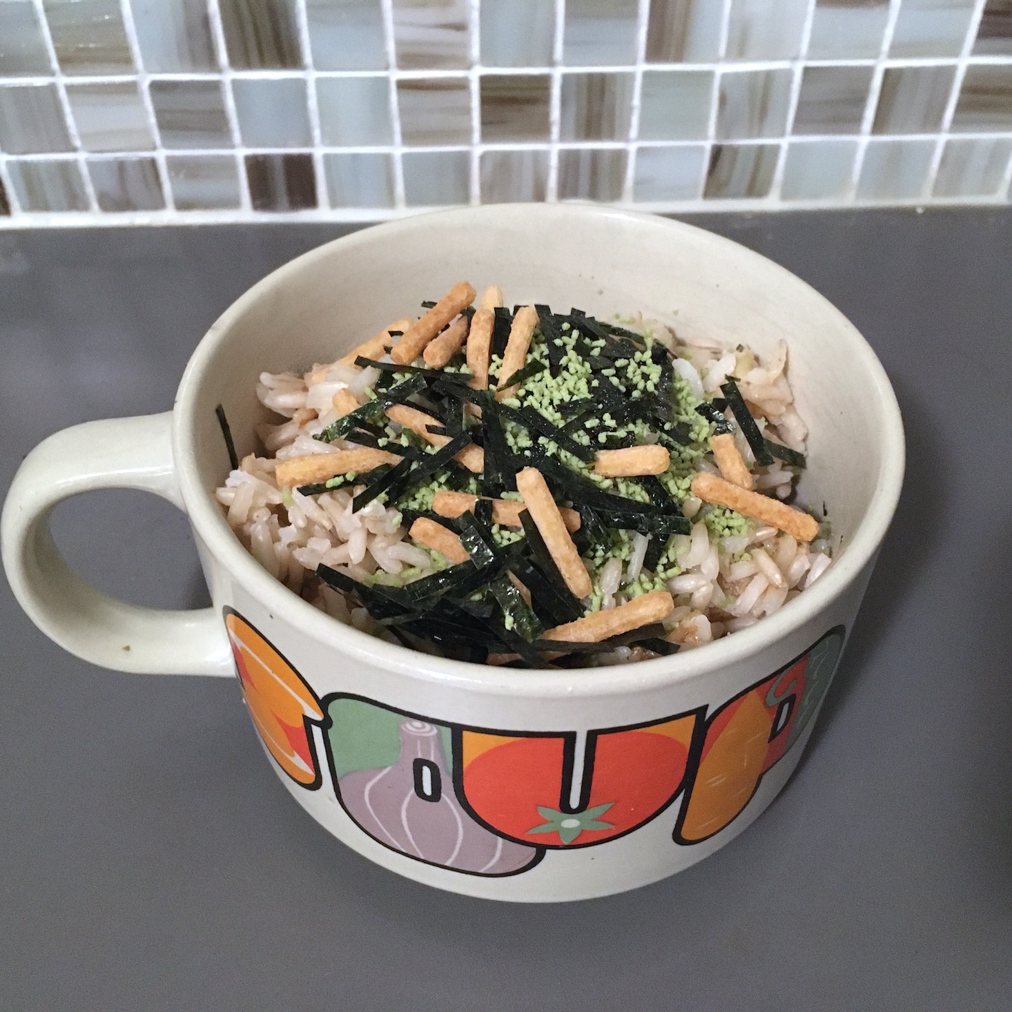 bowl of rice and nori ochazuke without water