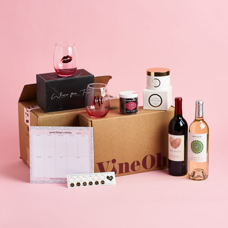 Vine Oh! Winter 2020 box with all contents shown.