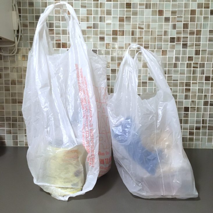 Blue Apron February 2020 - ingredients separated into plastic bags