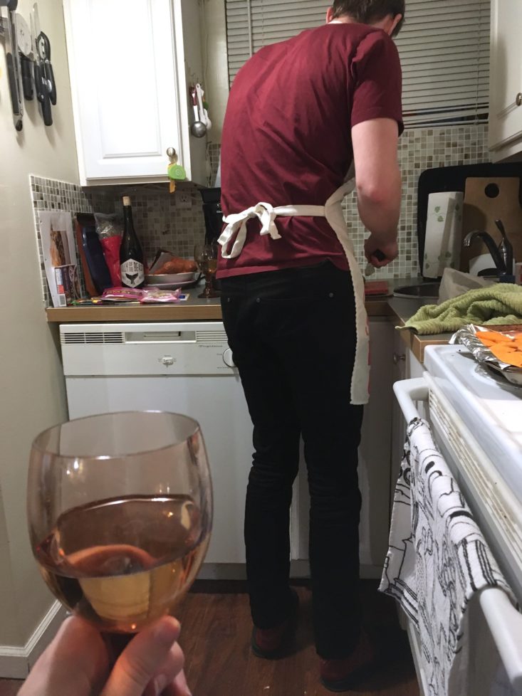 Blue Apron February 2020 - veggie tacos boyfriend cooking while i drink champagne