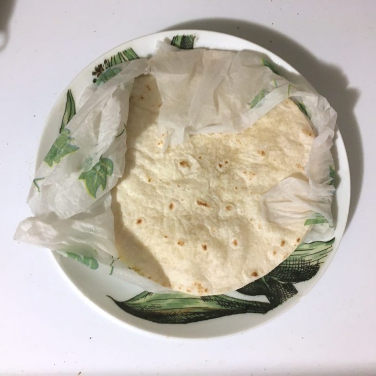 Blue Apron February 2020 - veggie tacos tortillas wrapped in a damp towel