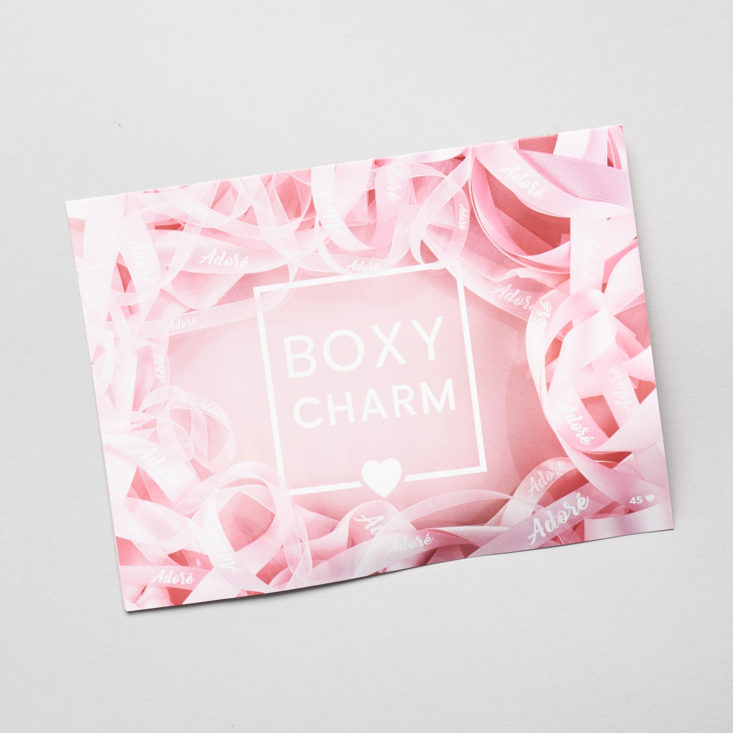 pink rose design on frotn of info card