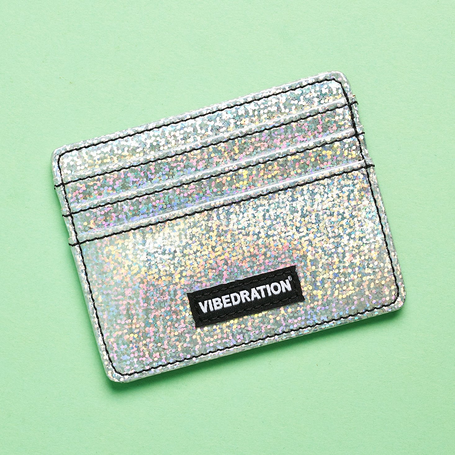 Festival Fashion Box February 2020 - vibedration holo card wallet showing back label